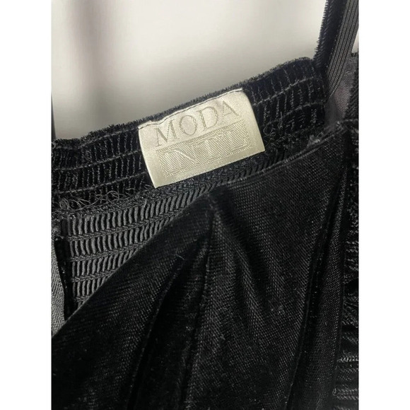 Vintage Moda Intl Black Velvet Goth Off Shoulder Witchy Fit & Flare Dress Size S - Picture 6 of 8